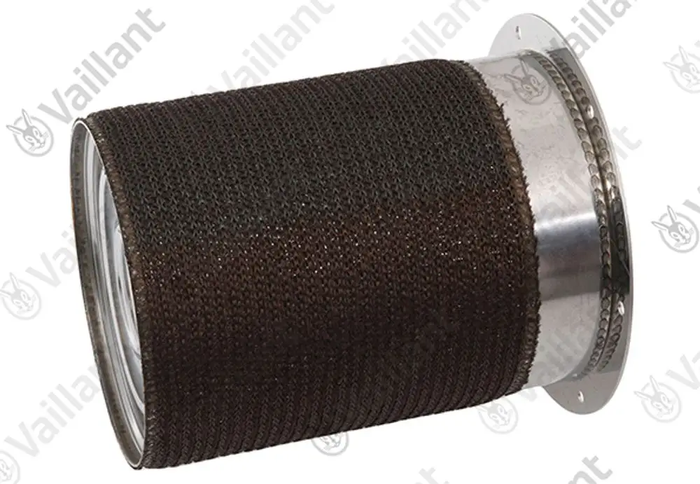 Vaillant Brenner mit außenliegendem Gehäuse und einem schwarzen, gewebten Material. Der Brenner hat einen metallischen Rand und ist zylindrisch geformt.